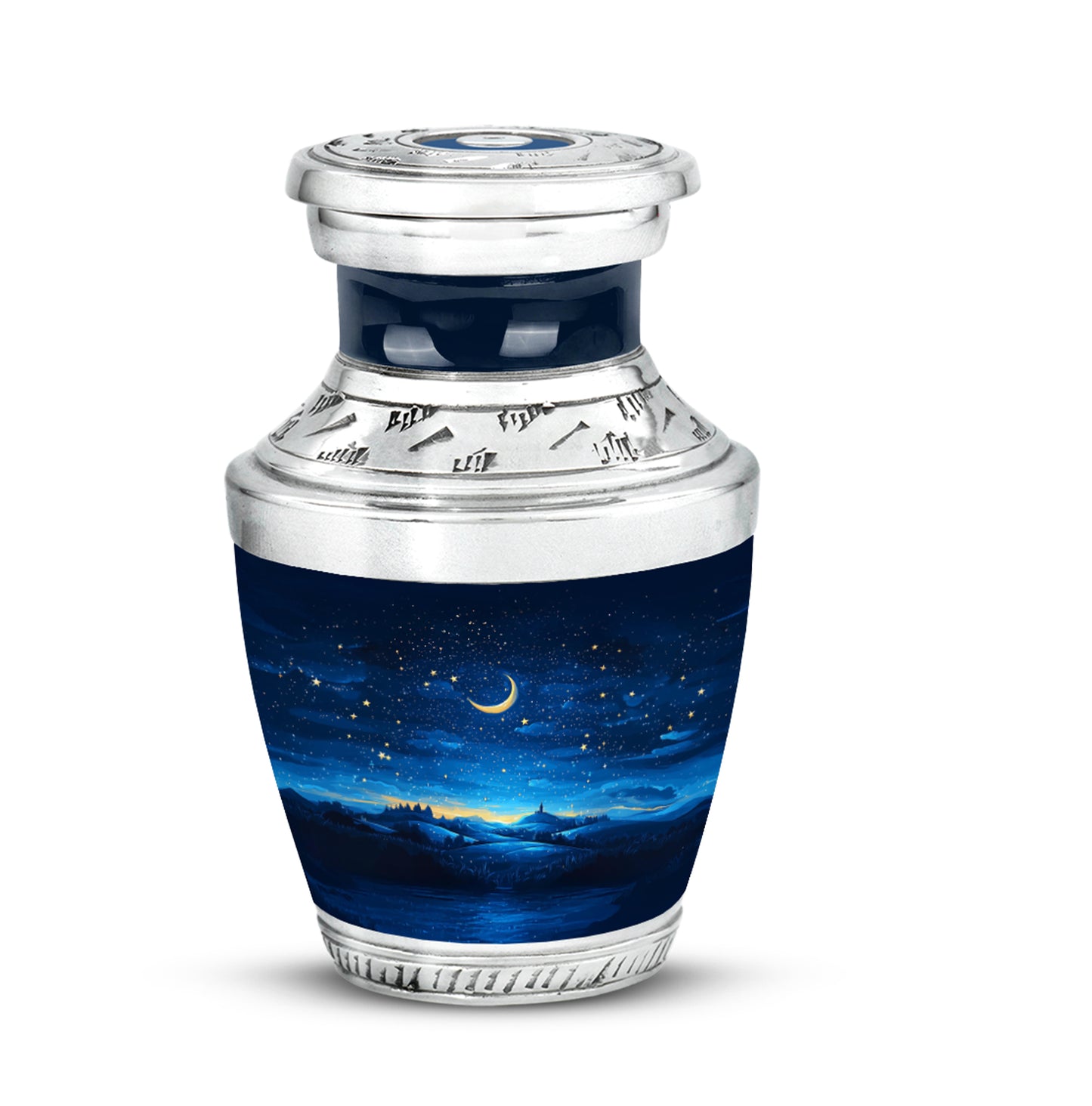 Dignified Blue Blue Cremation Urn for Ashes - 10-inch, 200 cu in - Yatskia