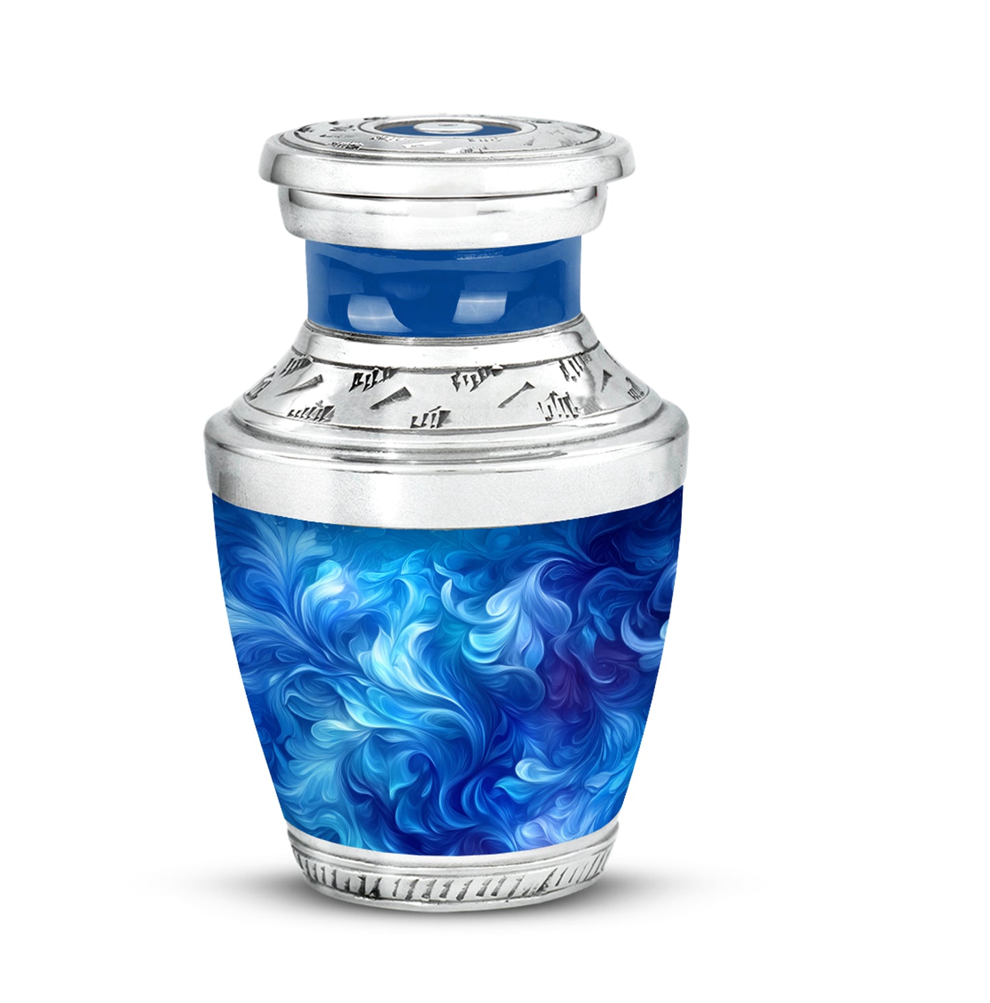 Personalized Blue Cremation Urns - Wondrous Blue 10-inch, 200 cu in - Yatskia