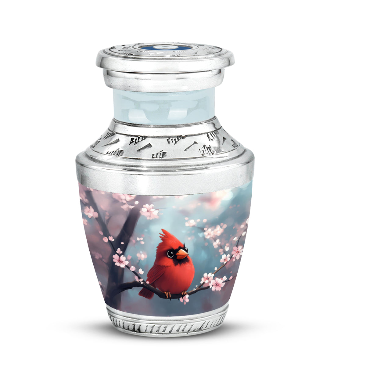 Teal Comforting Cardinal Memorial Urn for Ashes - Yatskia
