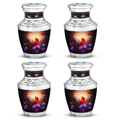 Ebony Cardinal Cremation Urn back view with polished surface - contemporary cardinal design with modern artistic flair - 10 inch aluminum urn for cremated remains
