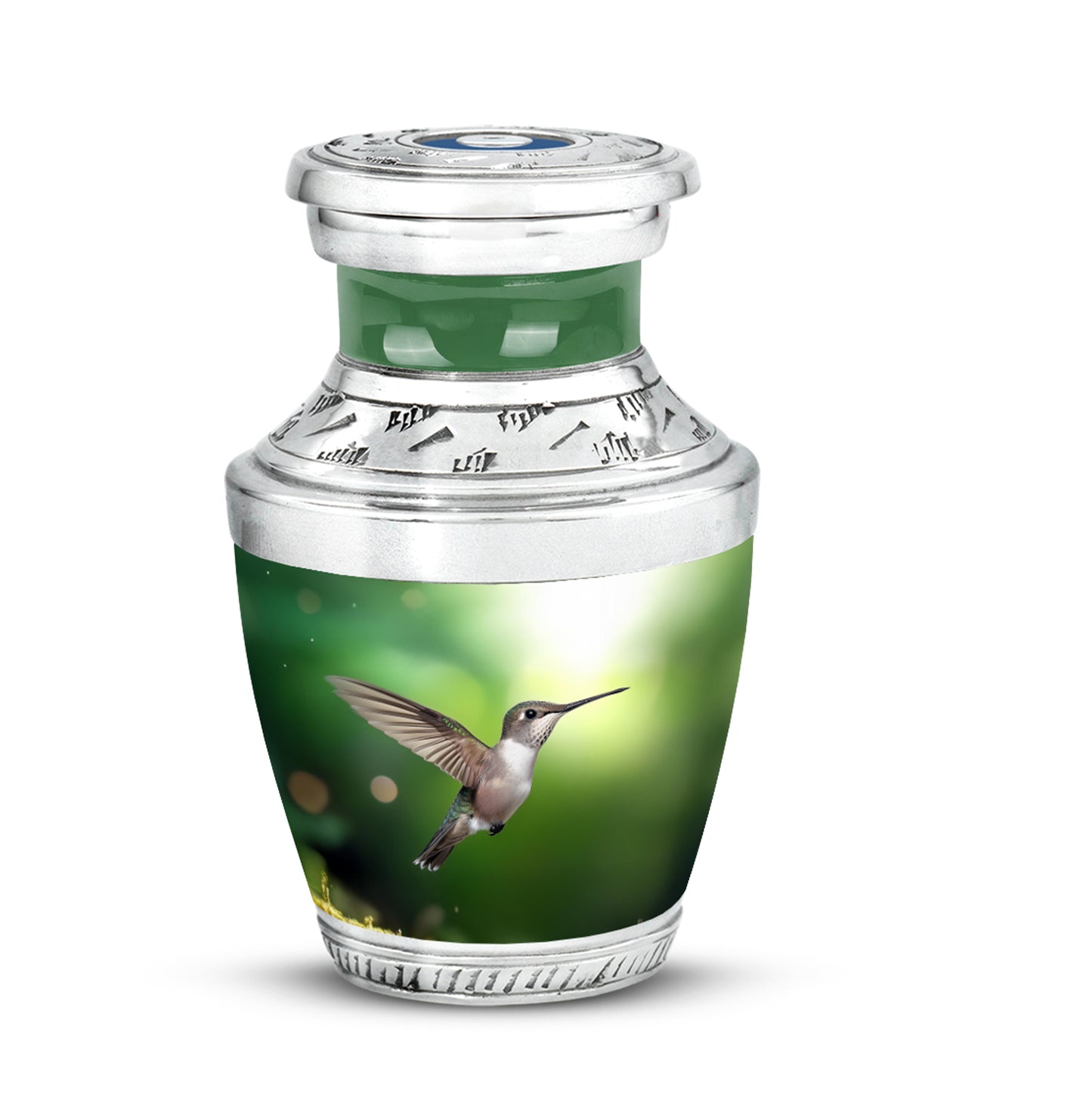 Green Resounding Hummingbird Memorial Urn for Ashes - 10-inch, 200 cu in - Yatskia