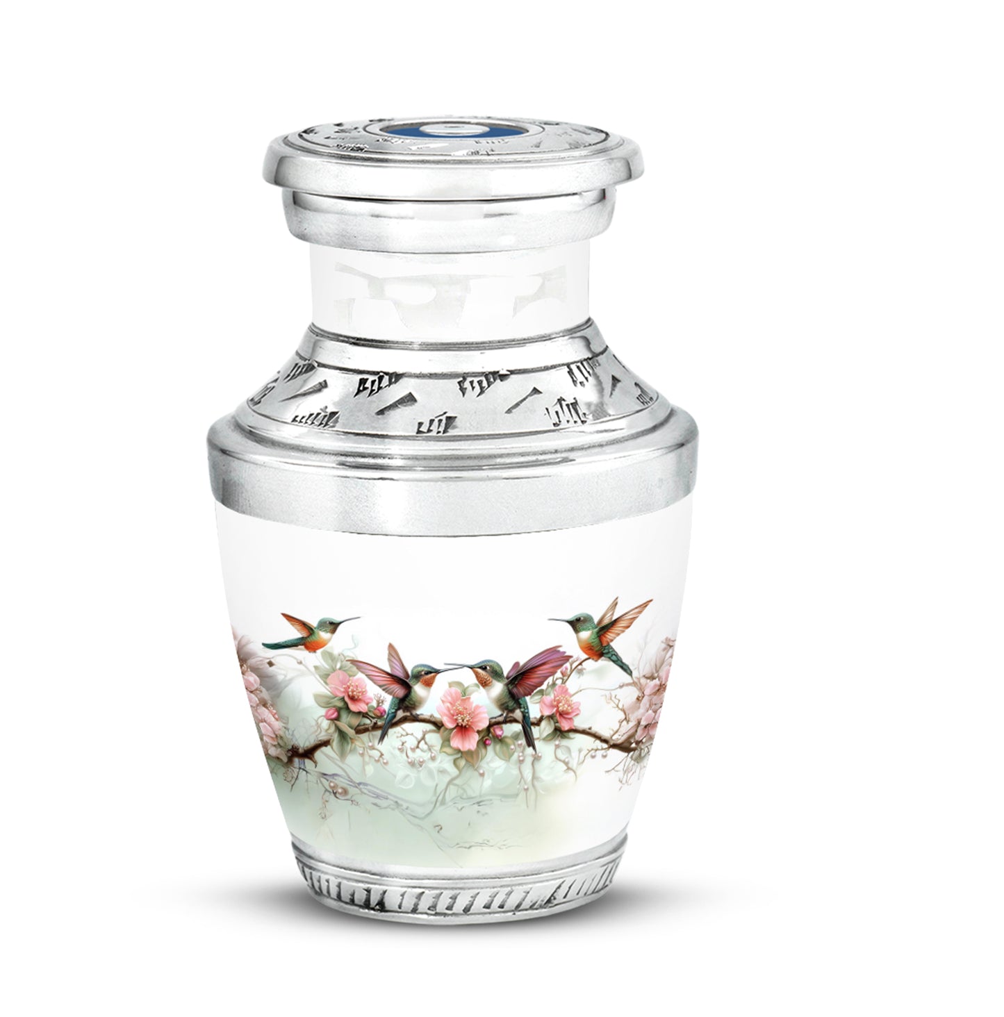 Personalized Hummingbird Cremation Urns - Wondrous Silver 10-inch, 200 cu in - Yatskia