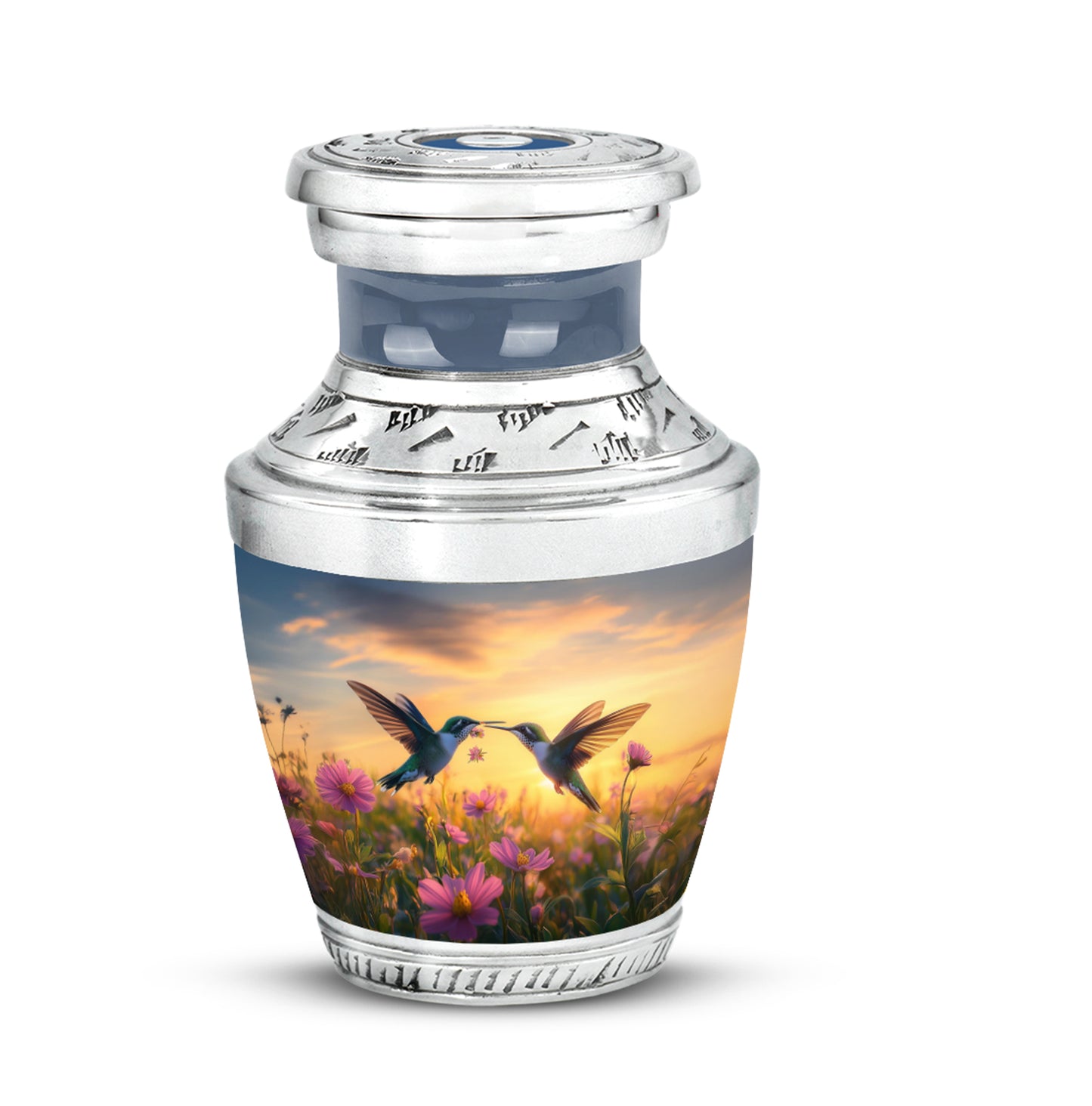 Personalized Elegant Hummingbird Cremation Urns - Blue 10-inch, 200 cu in - Yatskia