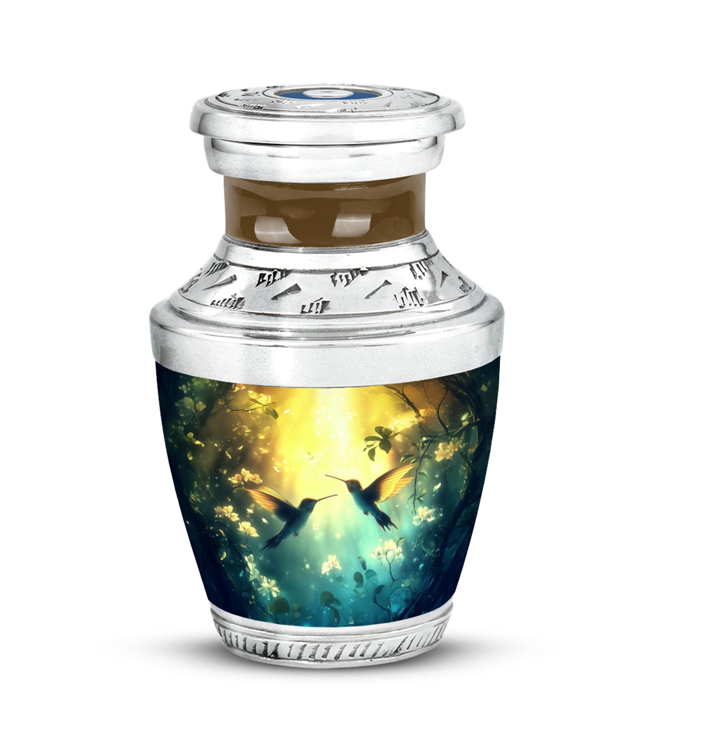 Personalized Hummingbird Cremation Urns - Tranquil Gold 10-inch, 200 cu in - Yatskia