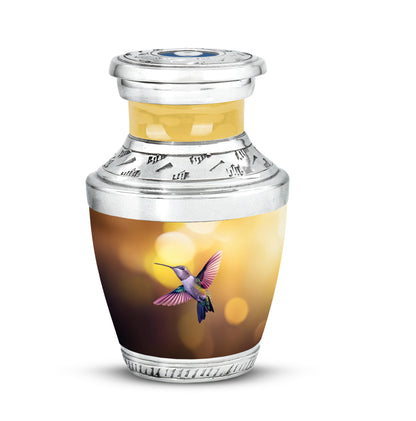 Gold Serene Hummingbird Memorial Urn for Ashes - 10-inch, 200 cu in - Yatskia
