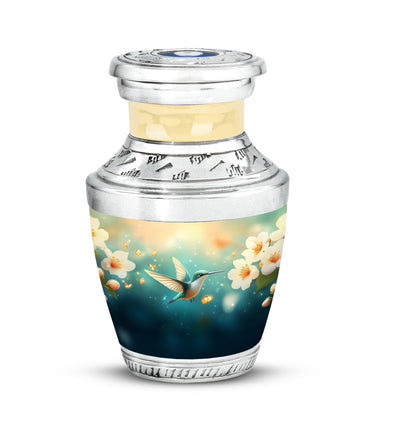 Personalized Teal Steadfast Hummingbird Cremation Urns for Human Ashes - 10-inch, 200 cu in - Yatskia
