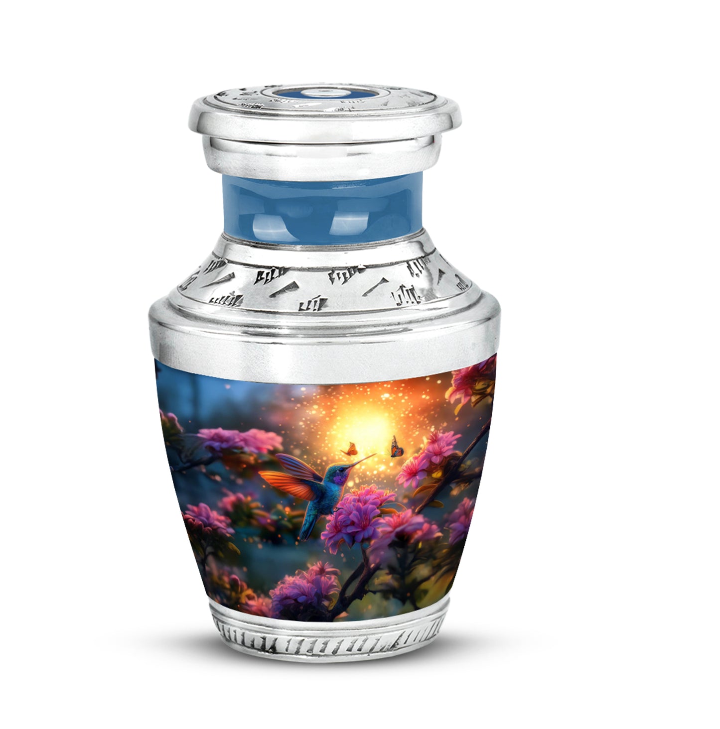Personalized Gold Heavenly Hummingbird Cremation Urns for Human Ashes - 10-inch, 200 cu in - Yatskia