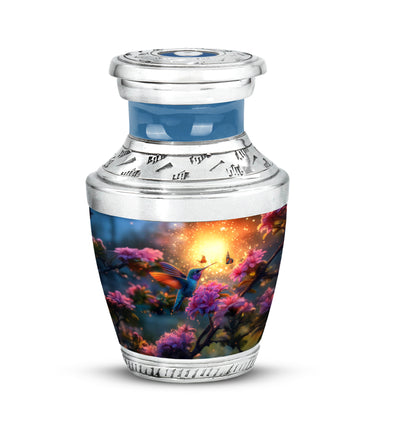 Personalized Gold Heavenly Hummingbird Cremation Urns for Human Ashes - 10-inch, 200 cu in - Yatskia