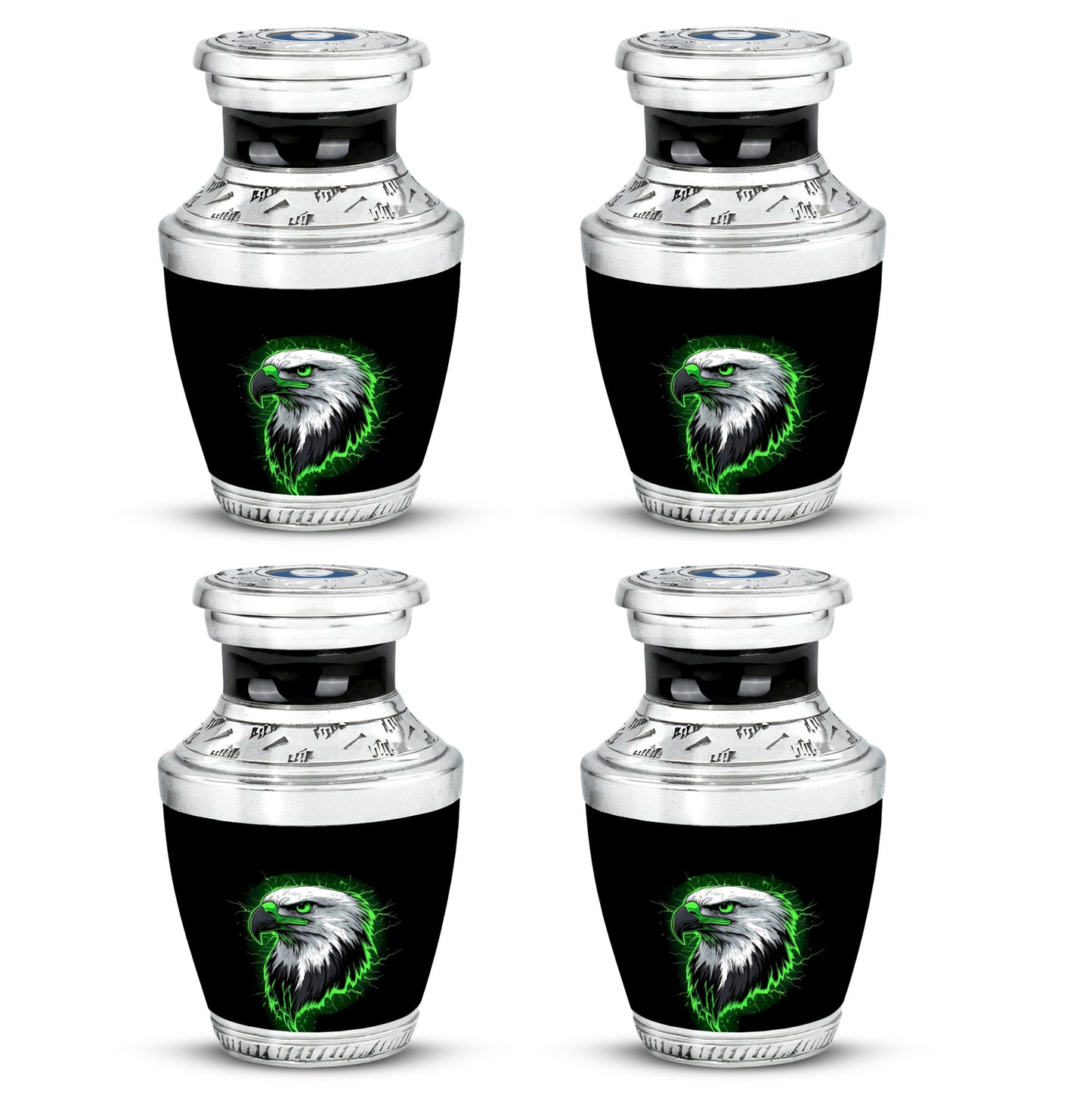 Midnight Black Eagle Cremation Urn back view with polished surface - artistic eagle interpretation with creative detail - 10 inch aluminum urn for cremated remains