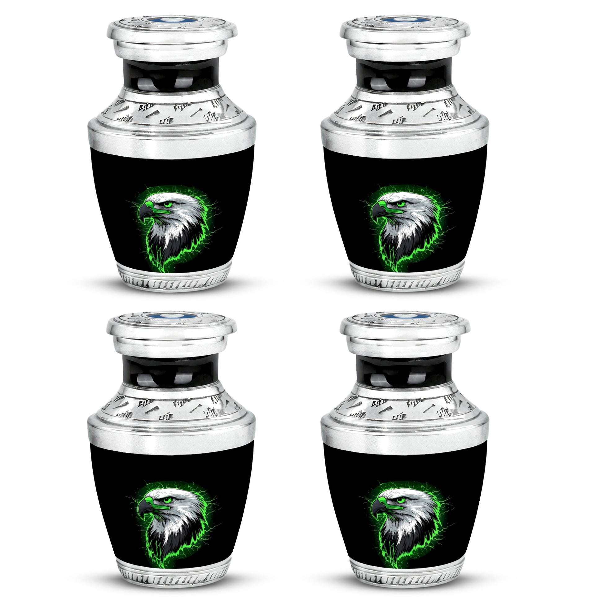 Midnight Black Eagle Cremation Urn back view with polished surface - artistic eagle interpretation with creative detail - 10 inch aluminum urn for cremated remains