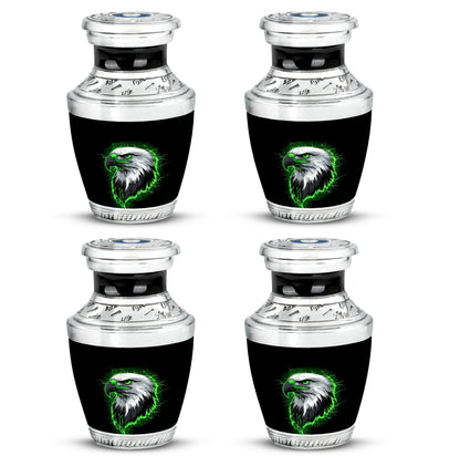 Midnight Black Eagle Cremation Urn back view with polished surface - artistic eagle interpretation with creative detail - 10 inch aluminum urn for cremated remains