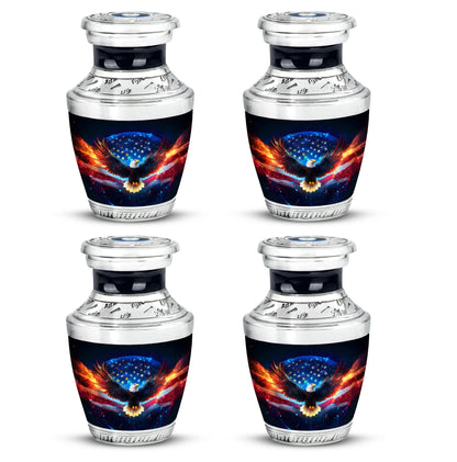 Obsidian Black Eagle Cremation Urn back view with polished surface - artistic eagle interpretation with creative detail - 10 inch aluminum urn for cremated remains