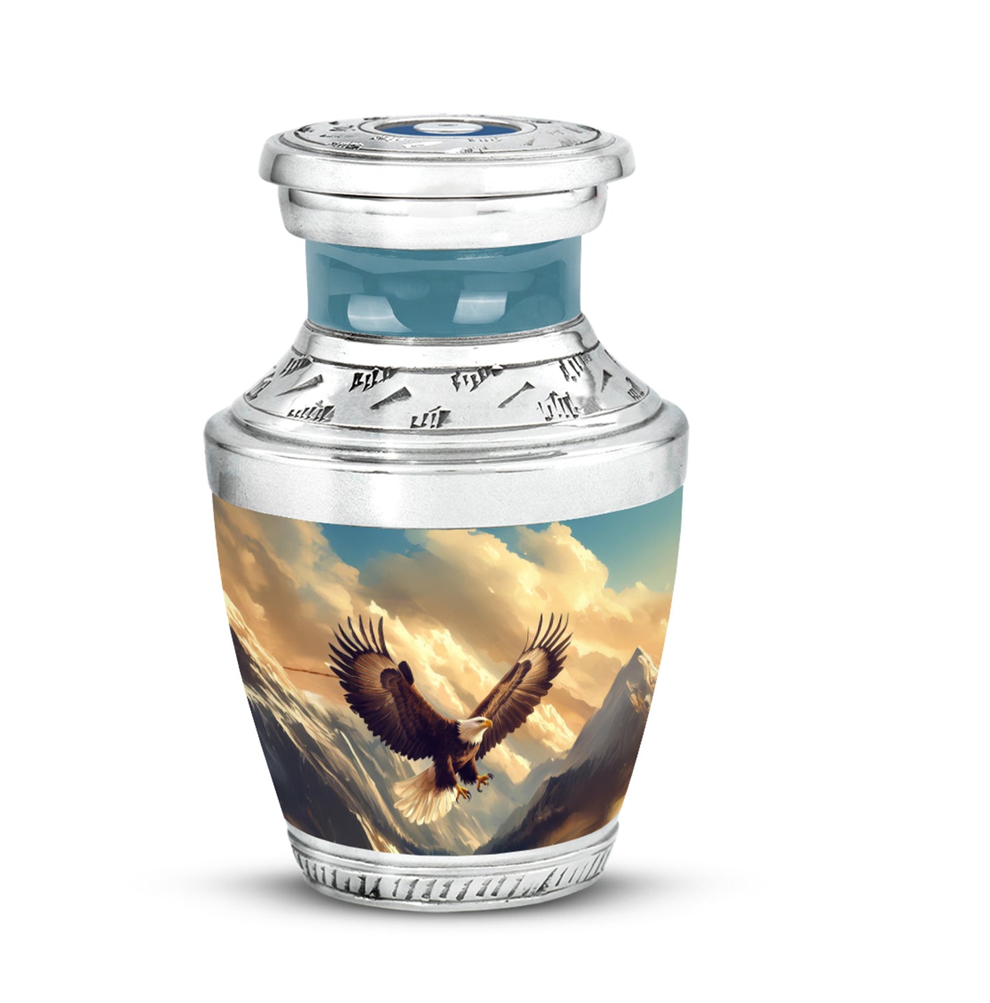 Blue Treasured Eagle Cremation Urns for Human Ashes - 10-inch, 200 cu in - Yatskia