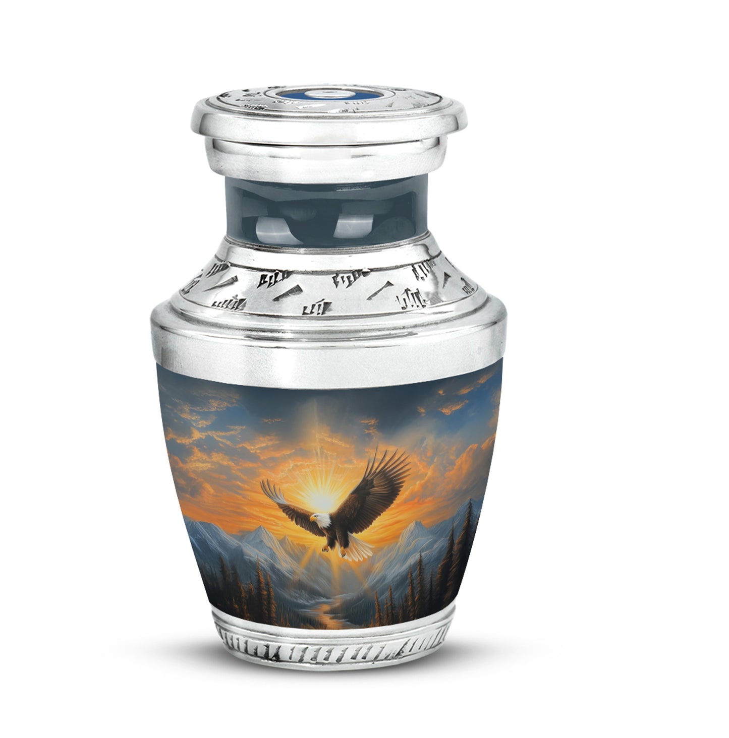 Timeless Blue Eagle Cremation Urn for Ashes - 10-inch, 200 cu in - Yatskia