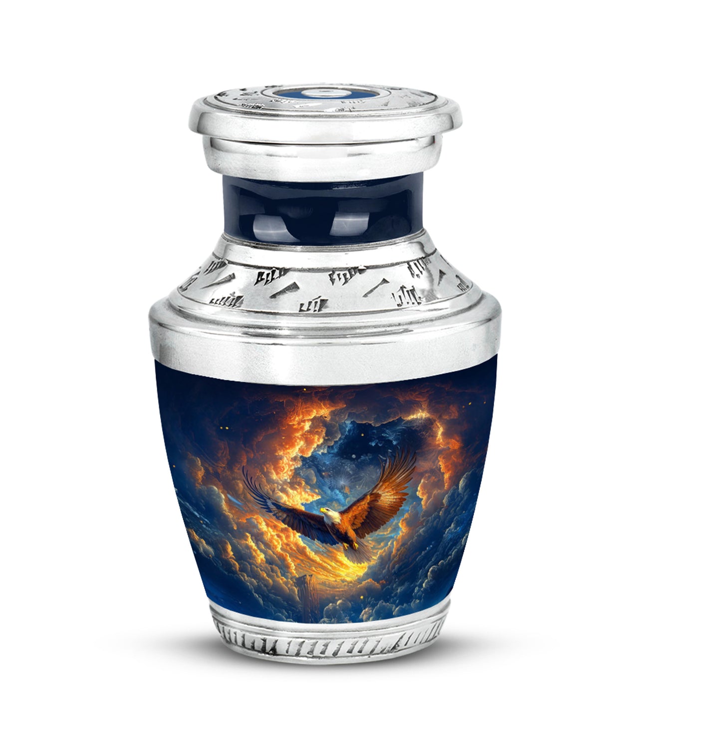 Blue Sacred Eagle Cremation Urns for Human Ashes - 10-inch, 200 cu in - Yatskia
