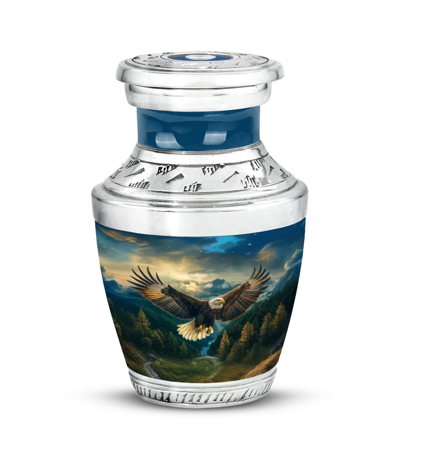 Resplendent Blue Eagle Cremation Urn for Ashes - 10-inch, 200 cu in - Yatskia