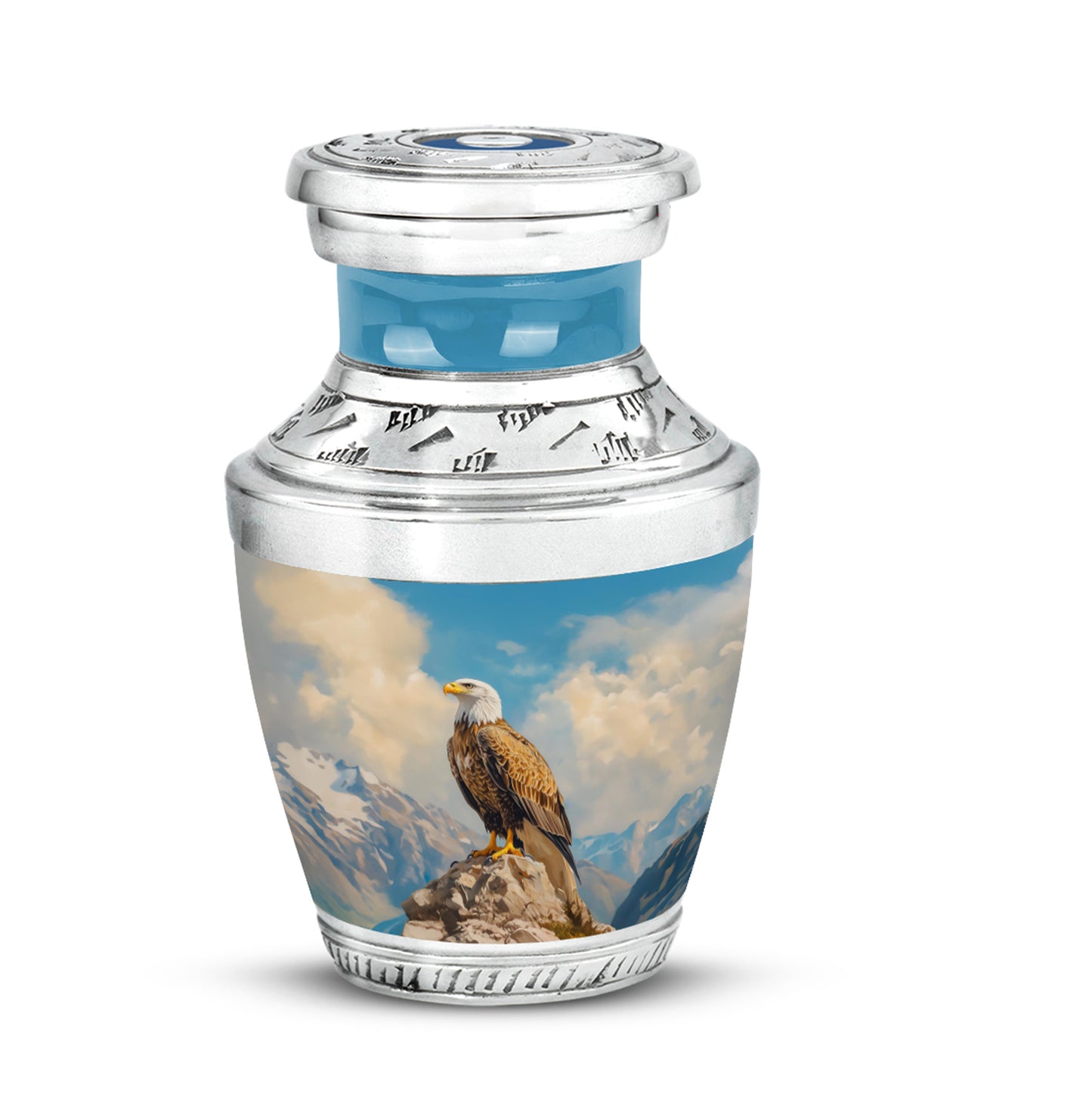 Lustrous Eagle Cremation Urns for Human Ashes - Blue 10-inch - Yatskia