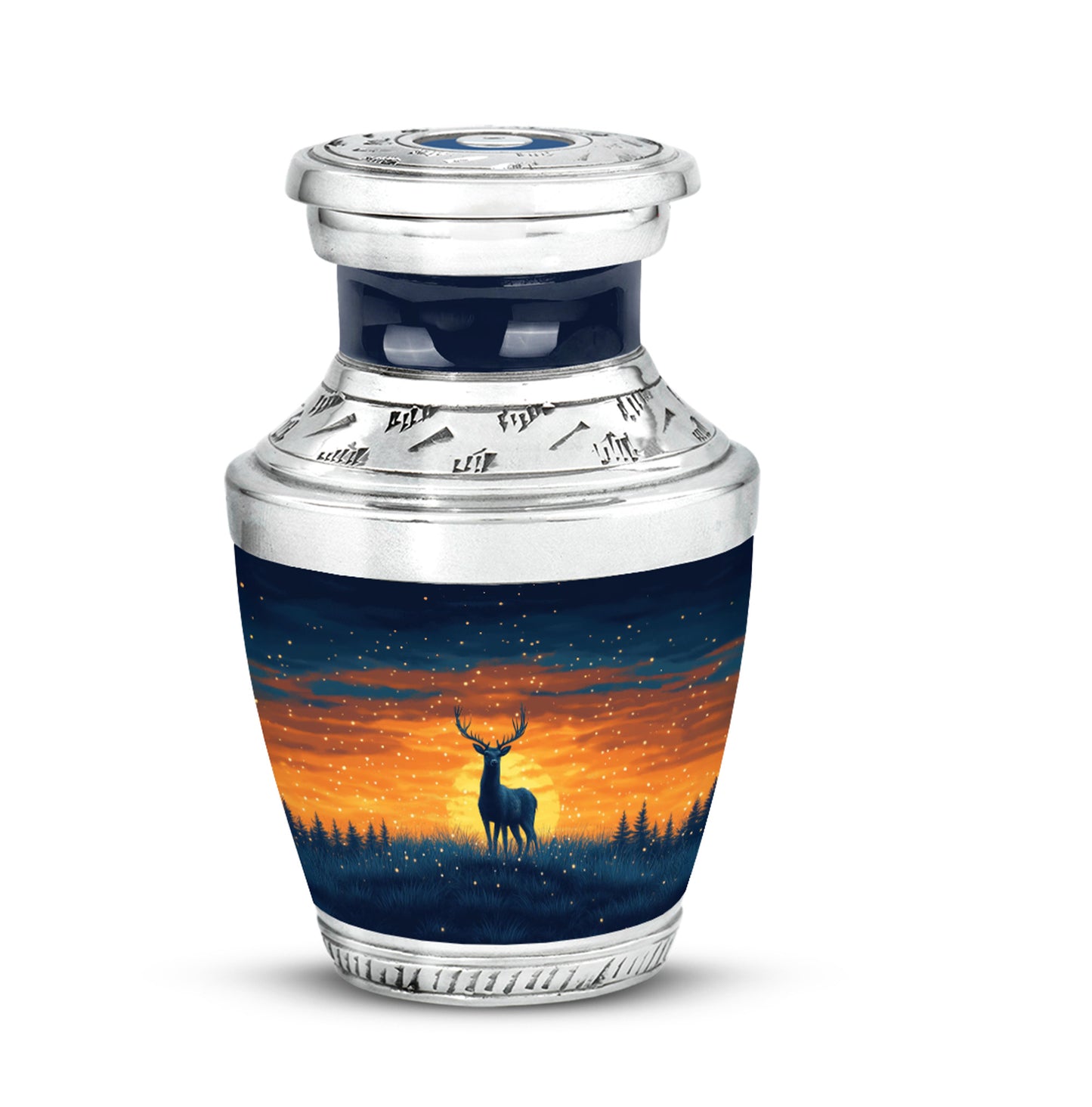 Illustrious Deer Memorial Cremation Urns - Blue 10-inch, 200 cu in - Yatskia