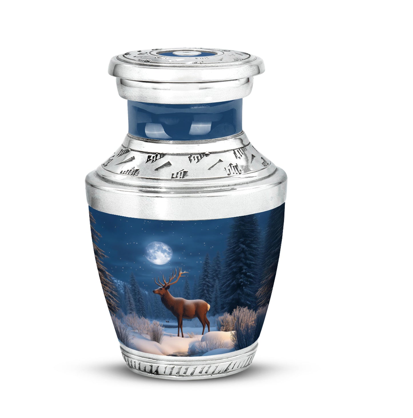 Blue Serene Deer Memorial Urn for Ashes - 10-inch, 200 cu in - Yatskia