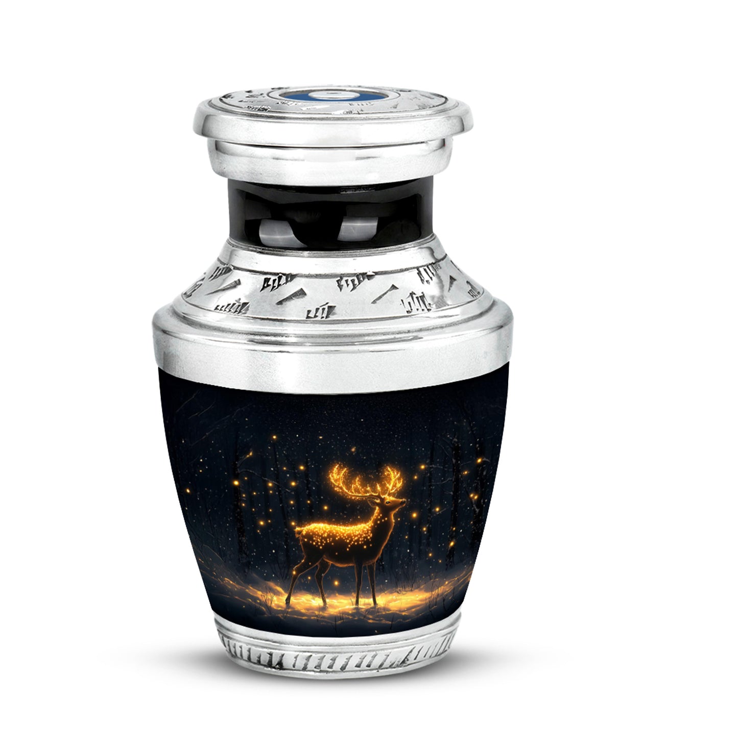 Inspiring Black Deer Remembrance Urn for Human Ashes - 10-inch, 200 cu in - Yatskia