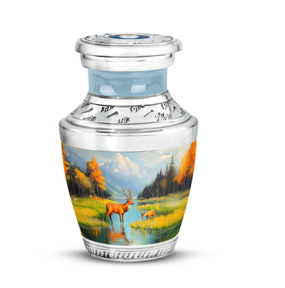 Resplendent Blue Deer Cremation Urn for Ashes - 10-inch, 200 cu in - Yatskia