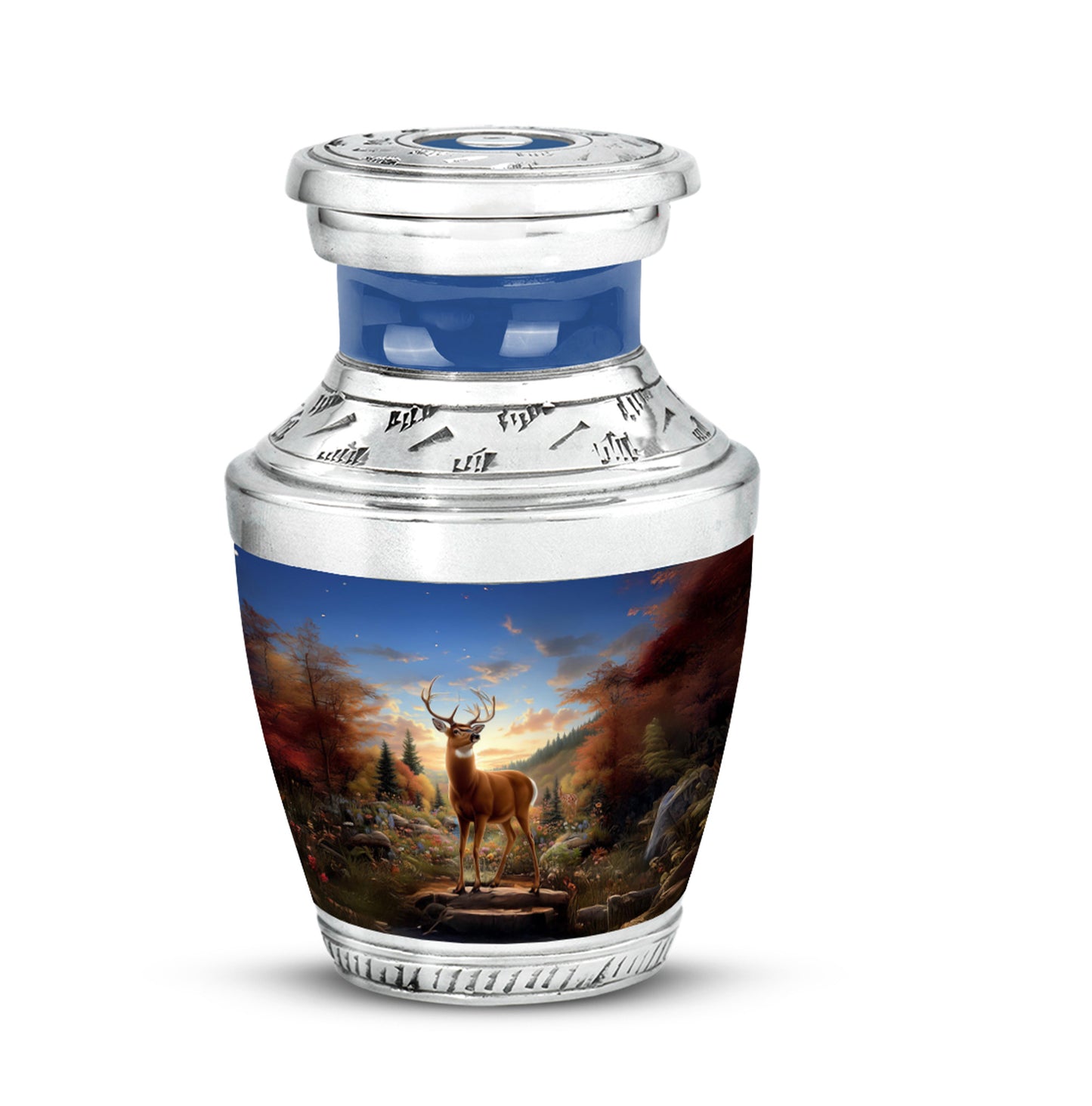 Personalized Deer Cremation Urns - Pristine Blue 10-inch, 200 cu in - Yatskia