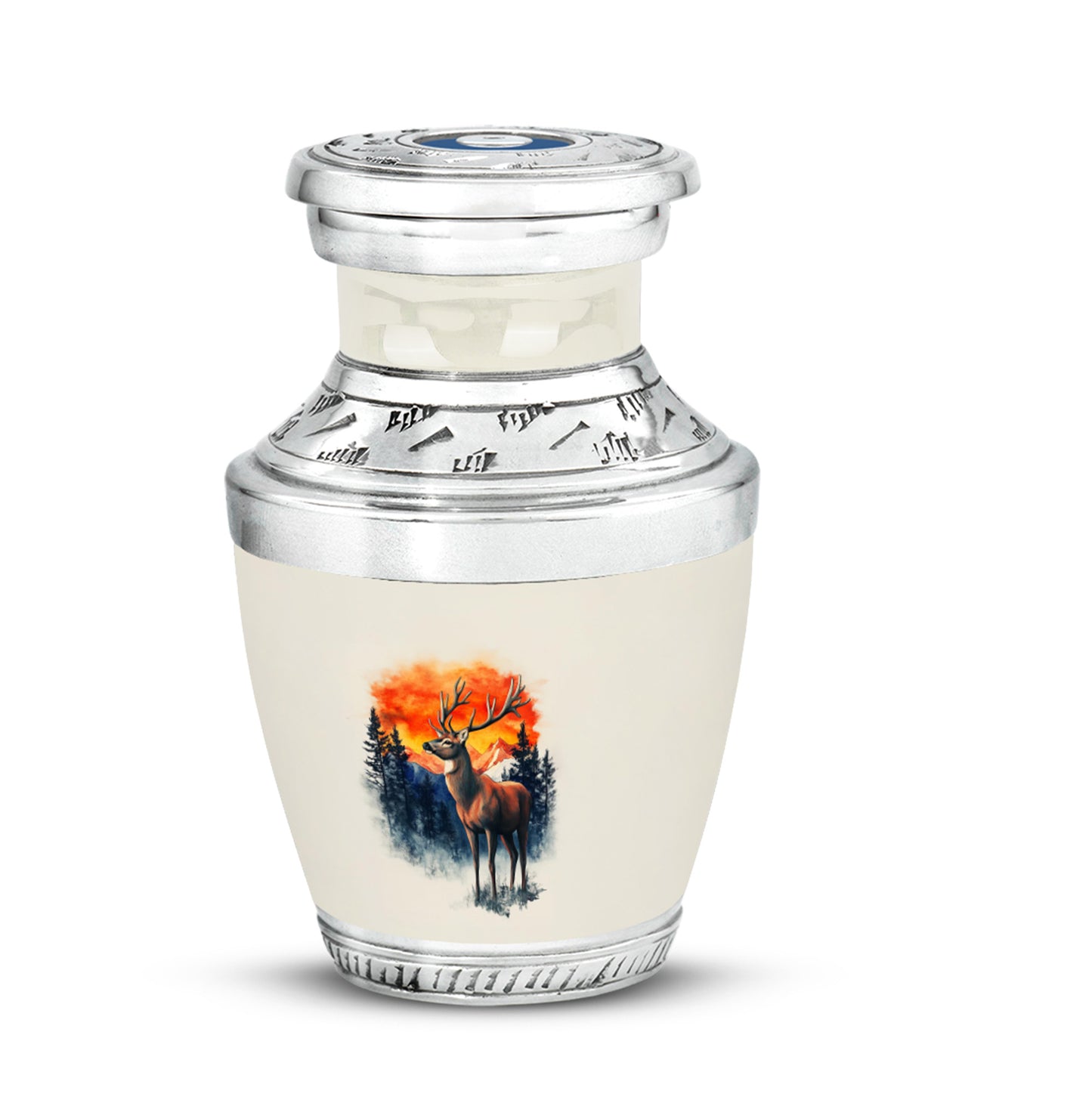 Silver Sacred Deer Cremation Urns for Human Ashes - 10-inch, 200 cu in - Yatskia