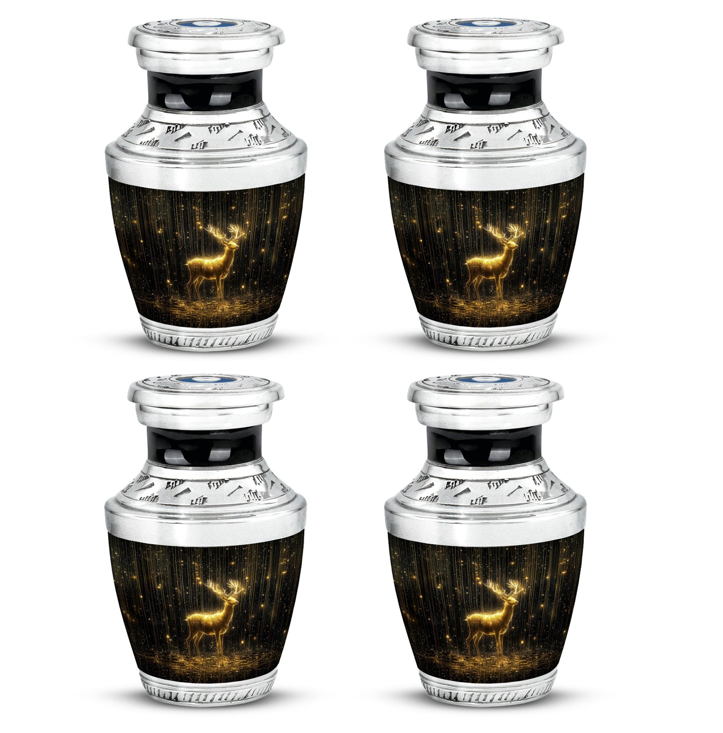 Dark Black Deer Cremation Urn back view with polished surface - artistic deer interpretation with creative detail - 10 inch aluminum urn for cremated remains