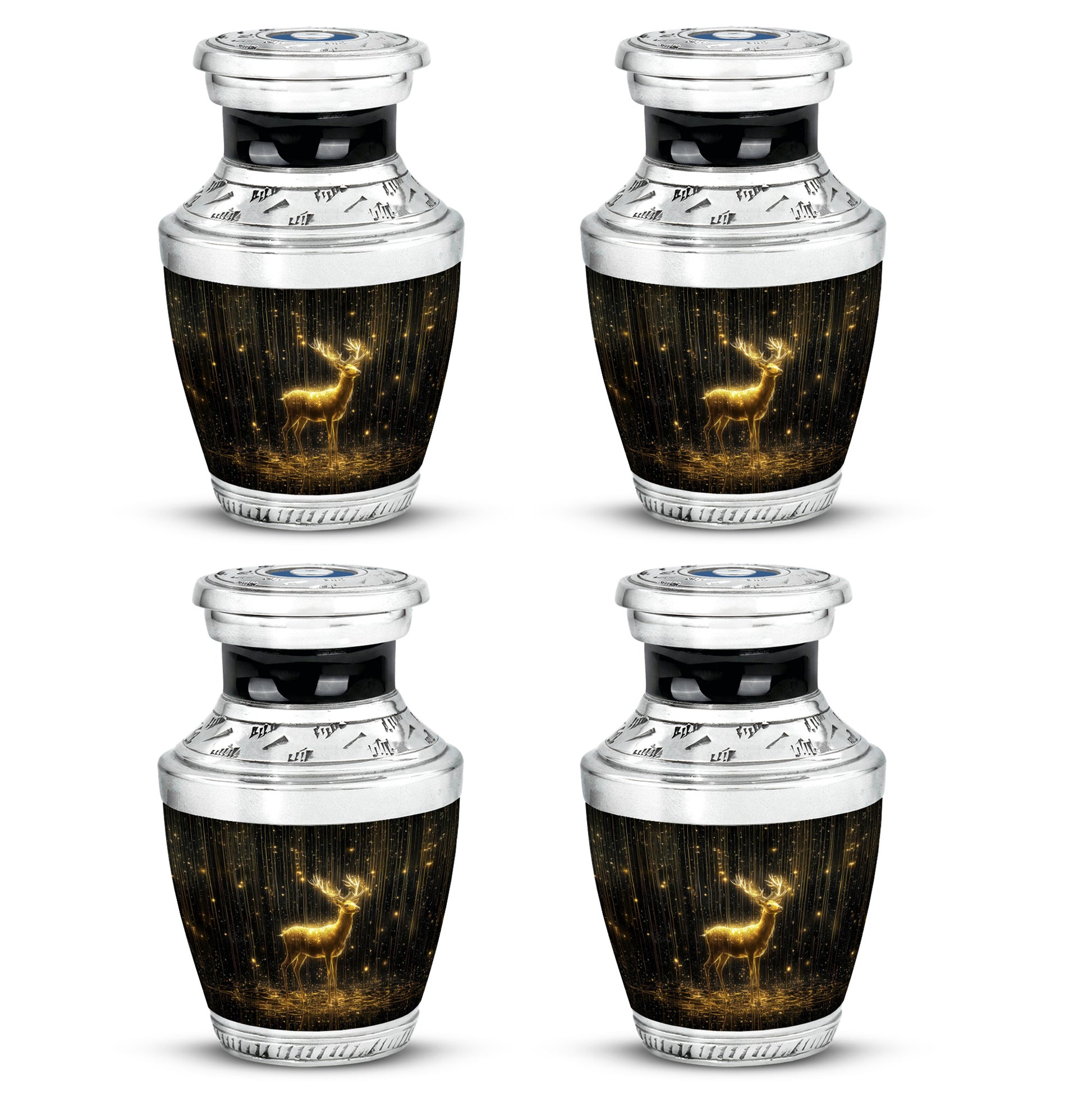 Dark Black Deer Cremation Urn back view with polished surface - artistic deer interpretation with creative detail - 10 inch aluminum urn for cremated remains