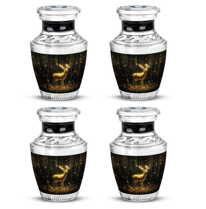 Dark Black Deer Cremation Urn back view with polished surface - artistic deer interpretation with creative detail - 10 inch aluminum urn for cremated remains