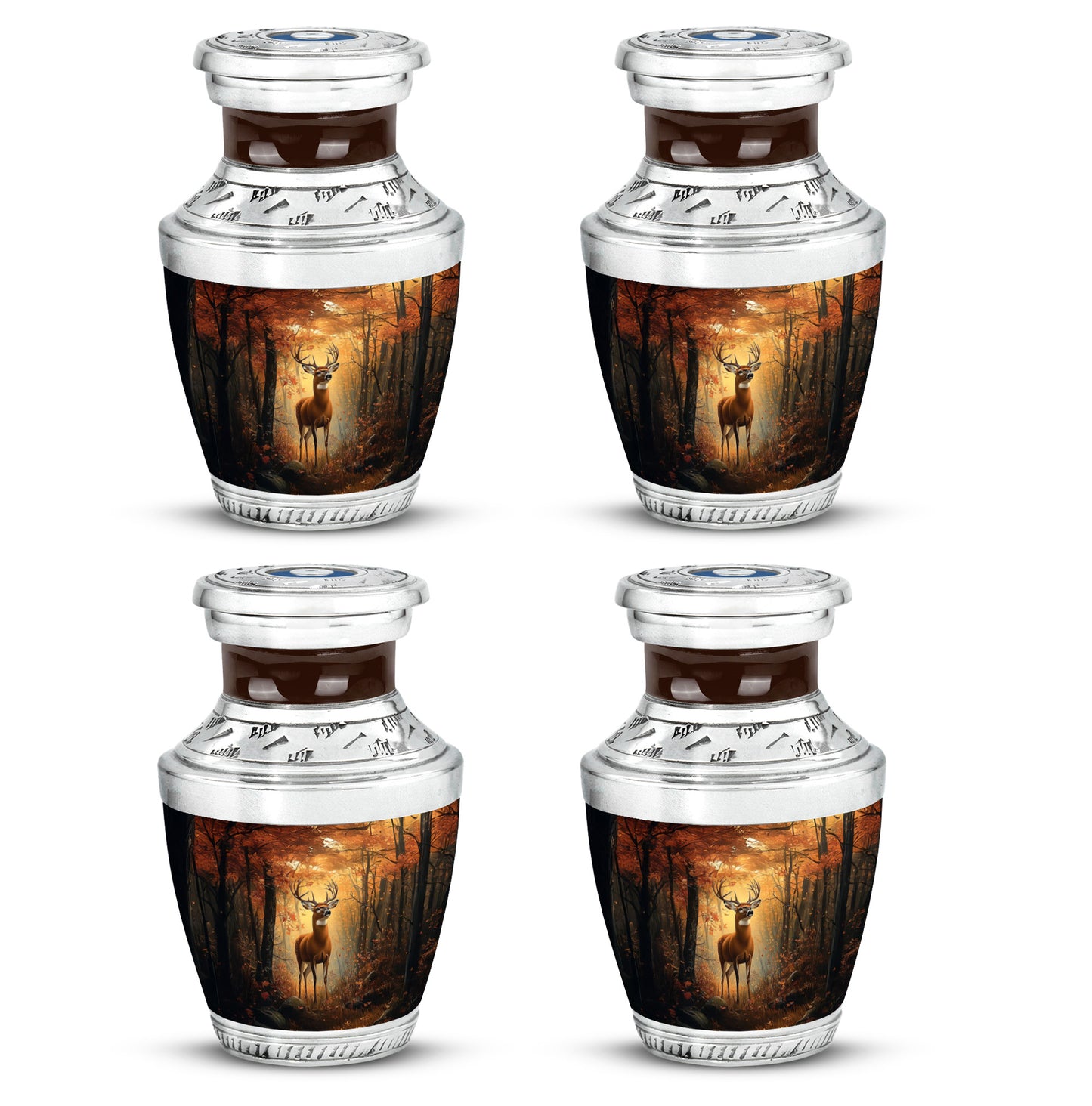 Sunrise Gold Deer Cremation Urn back view with polished surface - contemporary deer design with modern artistic flair - 10 inch aluminum urn for cremated remains