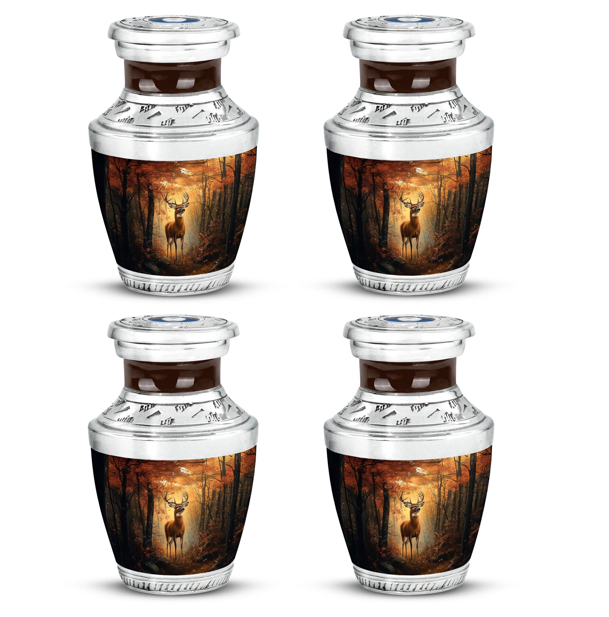 Sunrise Gold Deer Cremation Urn back view with polished surface - contemporary deer design with modern artistic flair - 10 inch aluminum urn for cremated remains