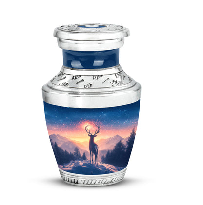 Blue Comforting Deer Memorial Urn for Ashes - 10-inch, 200 cu in - Yatskia