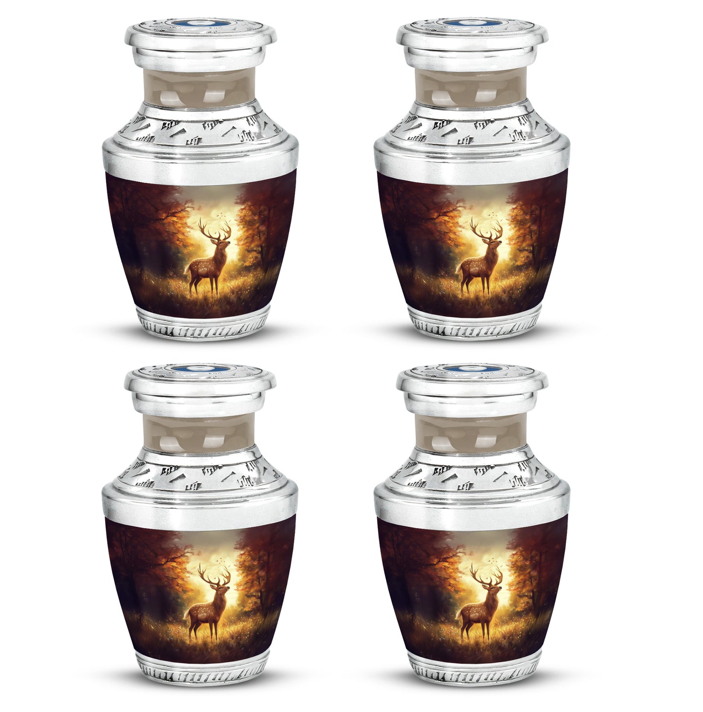 Rich Red Deer Cremation Urn back view with polished surface - artistic deer interpretation with creative detail - 10 inch aluminum urn for cremated remains