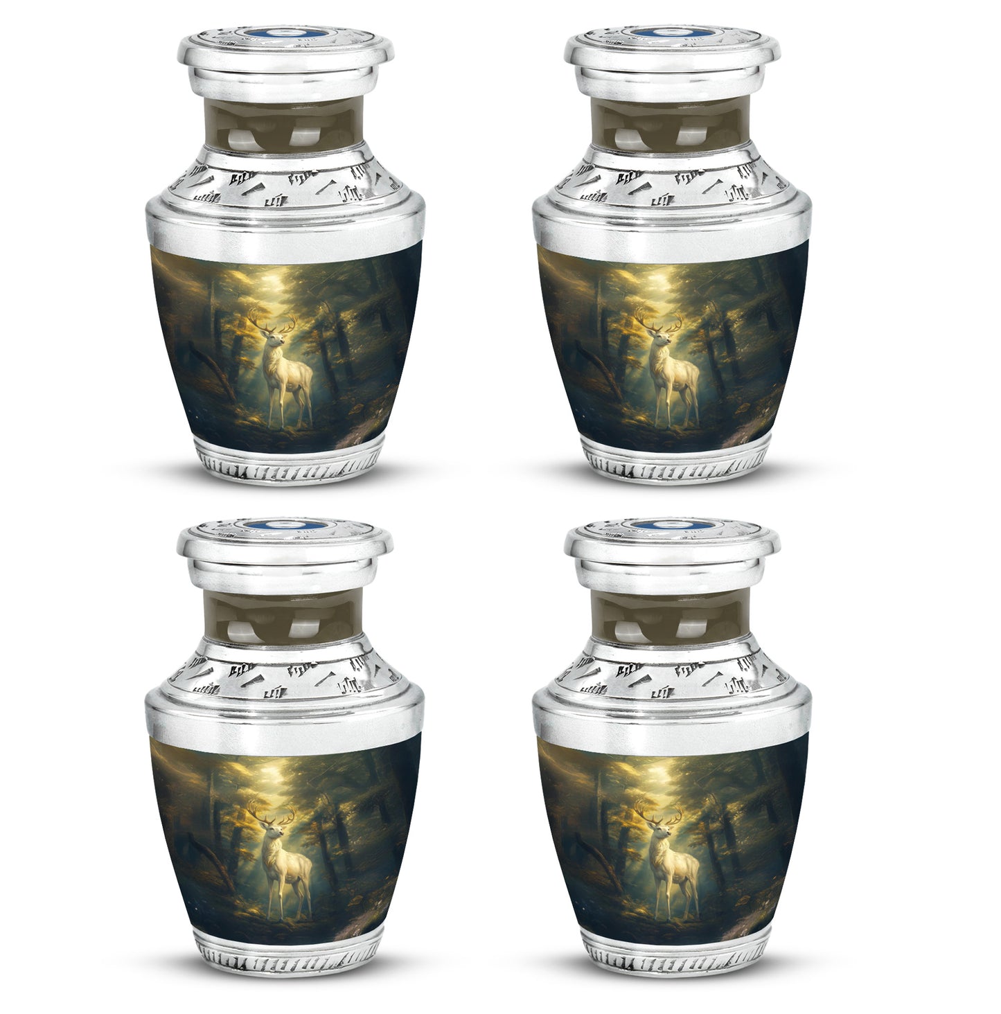 Onyx Black Deer Cremation Urn back view with polished surface - artistic deer interpretation with creative detail - 10 inch aluminum urn for cremated remains