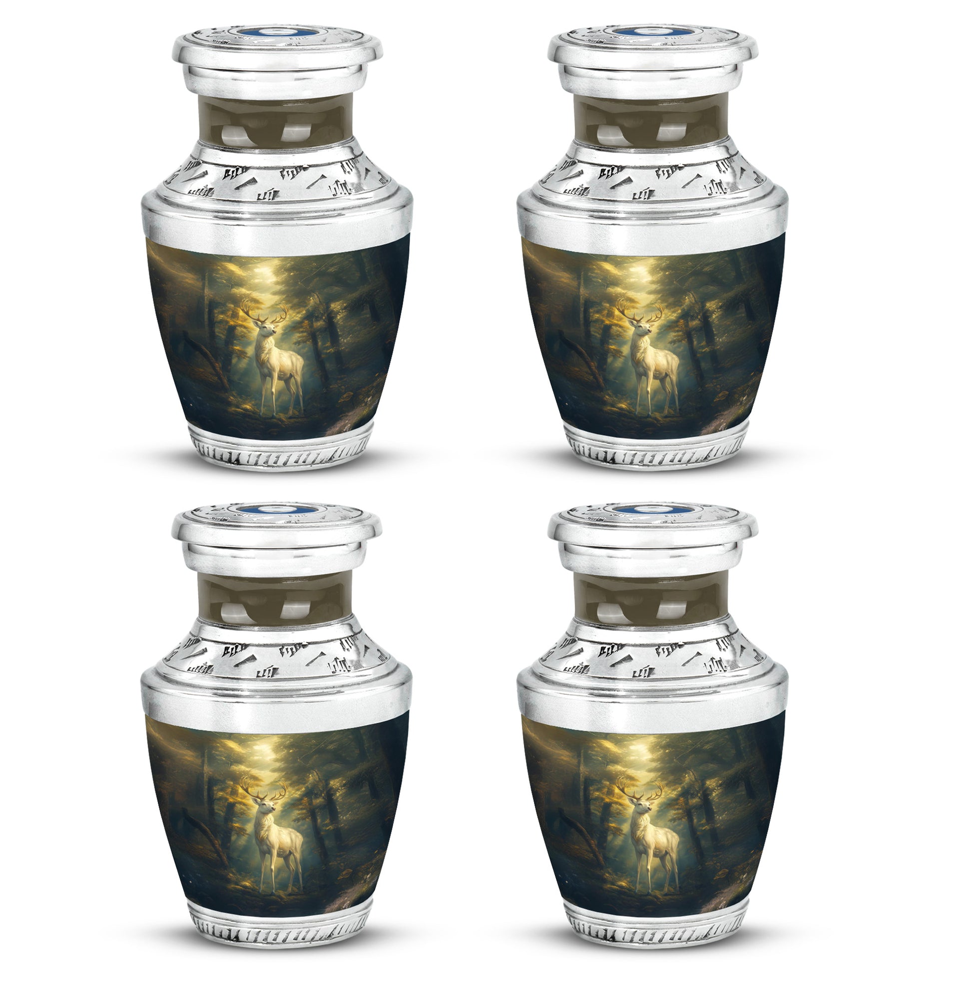 Onyx Black Deer Cremation Urn back view with polished surface - artistic deer interpretation with creative detail - 10 inch aluminum urn for cremated remains