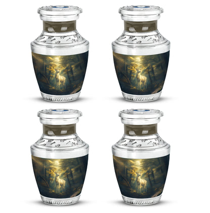 Onyx Black Deer Cremation Urn back view with polished surface - artistic deer interpretation with creative detail - 10 inch aluminum urn for cremated remains