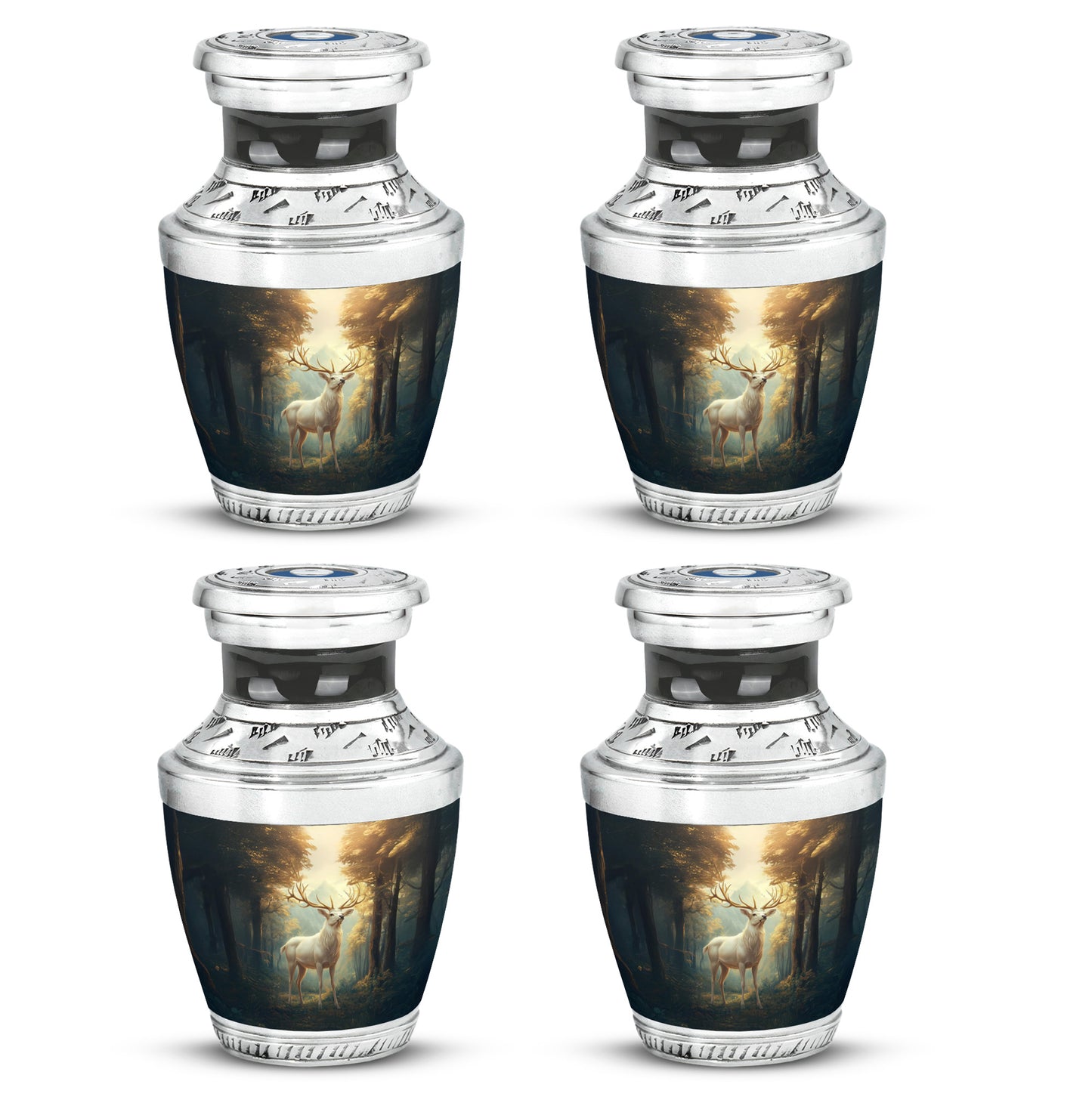 Gilded Gold Deer Cremation Urn back view with polished surface - contemporary deer design with modern artistic flair - 10 inch aluminum urn for cremated remains