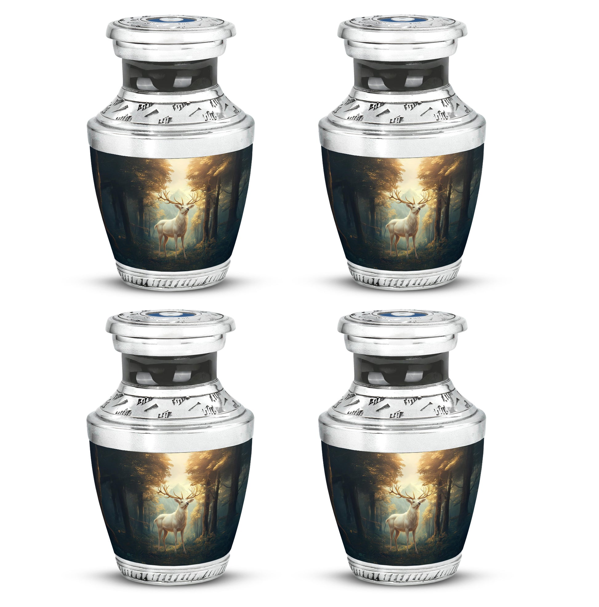 Gilded Gold Deer Cremation Urn back view with polished surface - contemporary deer design with modern artistic flair - 10 inch aluminum urn for cremated remains