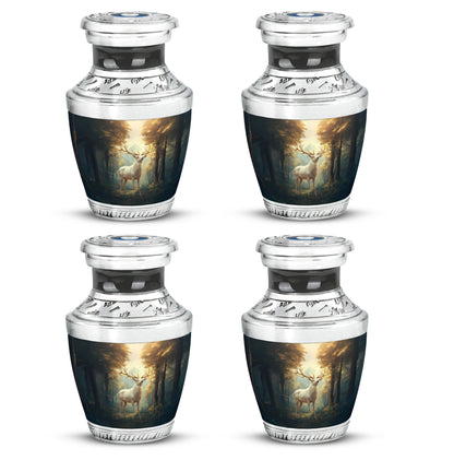 Gilded Gold Deer Cremation Urn back view with polished surface - contemporary deer design with modern artistic flair - 10 inch aluminum urn for cremated remains