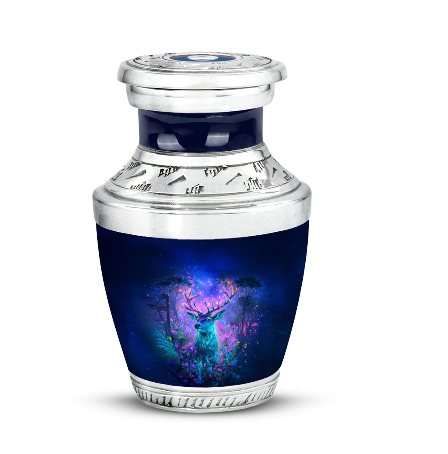 Blue Breathtaking Deer Memorial Urn for Ashes - 10-inch, 200 cu in - Yatskia
