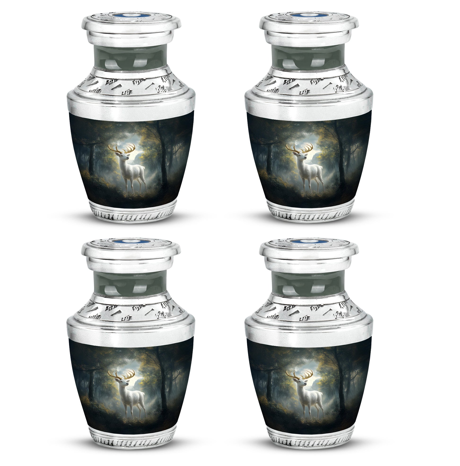 Onyx Black Deer Cremation Urn back view with polished surface - artistic deer interpretation with creative detail - 10 inch aluminum urn for cremated remains