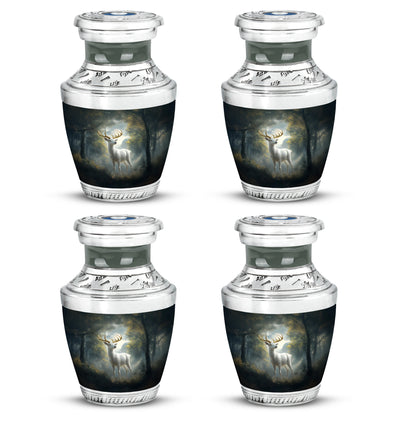 Onyx Black Deer Cremation Urn back view with polished surface - artistic deer interpretation with creative detail - 10 inch aluminum urn for cremated remains