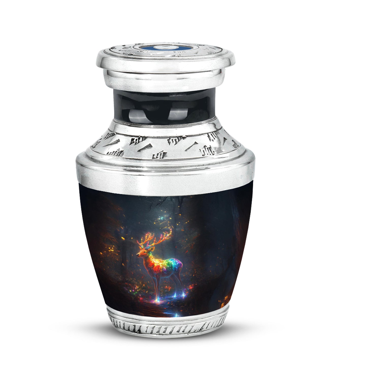 Resplendent Blue Deer Cremation Urn for Ashes - 10-inch, 200 cu in - Yatskia