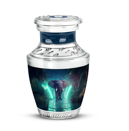 Blue Exquisite Elephant Memorial Urn for Ashes - 10-inch, 200 cu in - Yatskia