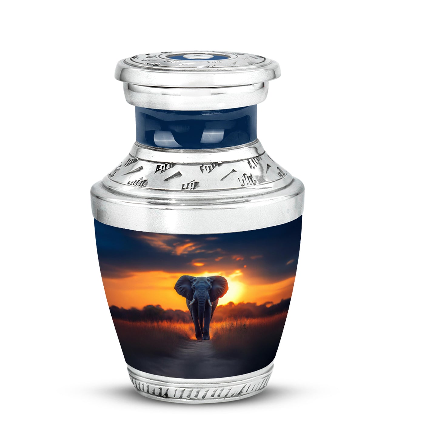 Resplendent Blue Elephant Cremation Urn for Ashes - 10-inch, 200 cu in - Yatskia