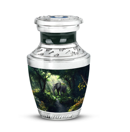 Teal Venerable Elephant Cremation Urns for Human Ashes - 10-inch, 200 cu in - Yatskia