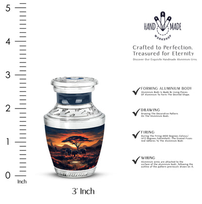 Scarlet Red Elephant Cremation Urn top-down view of secure threaded lid - artistic elephant interpretation with creative detail - mini keepsake memorial for portion of cremation ashes