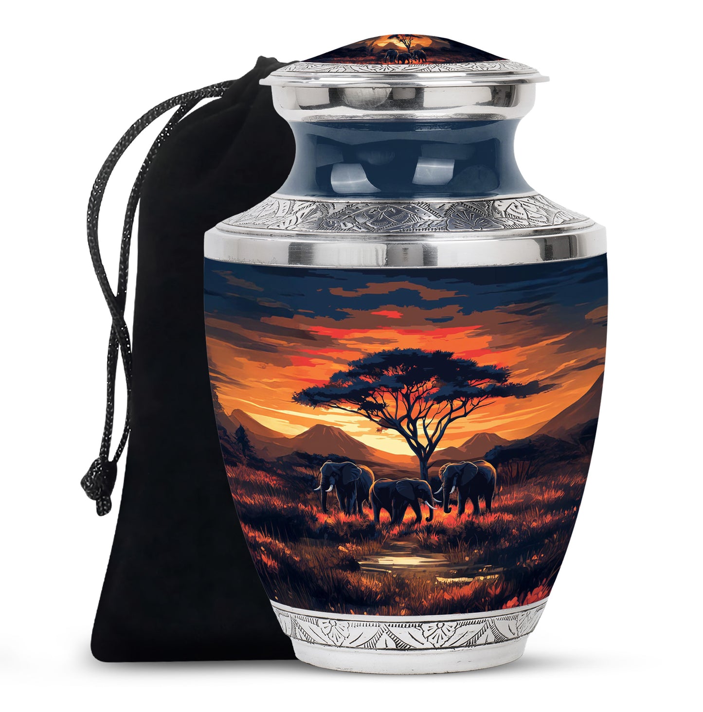 Burgundy Red Elephant Cremation Urn side profile showing urn shape - contemporary elephant design with modern artistic flair - full-size 10 inch 200 cubic inch adult cremation urn