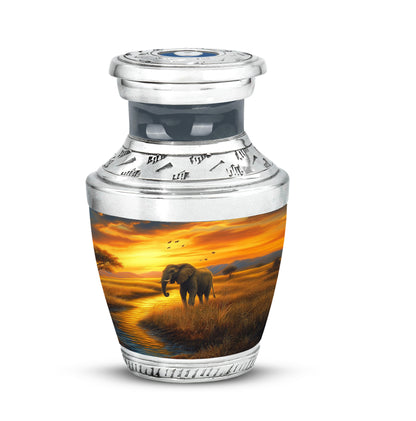 Gold Venerable Elephant Cremation Urns for Human Ashes - 10-inch, 200 cu in - Yatskia